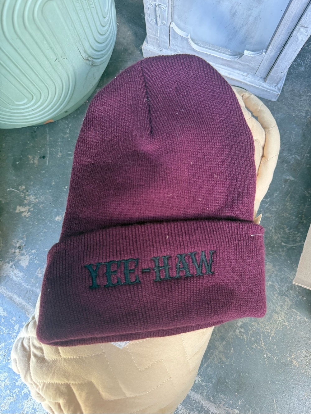 Mens Burgundy Knit Beanie